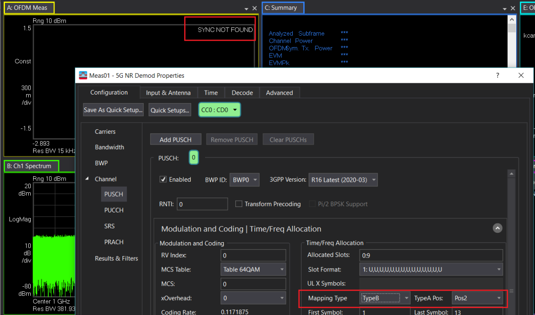 圖4、mapping type參變量設(shè)置不符合適造成信號解調(diào)敗績