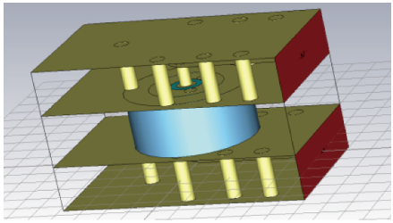 圖 9 毛紐扣互聯(lián) CST 三維仿真模型
