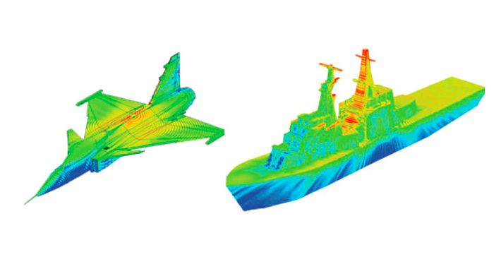 戰斗機和輪船上的天線布局（表面電流如圖顯示）