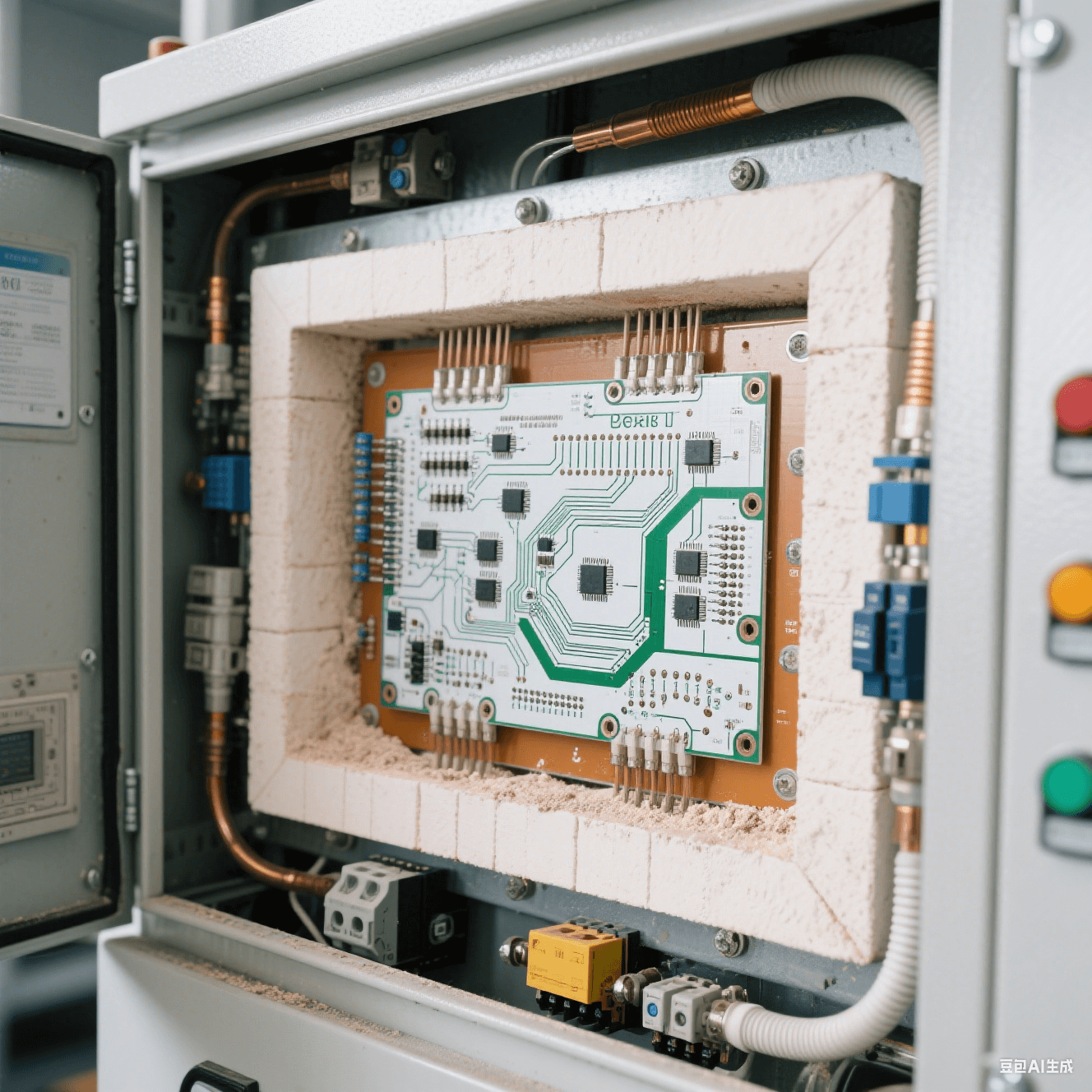 工業(yè)控制設備中 PCB 陶瓷電路板嵌入高溫爐控制柜內