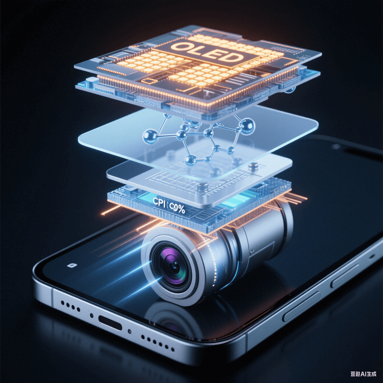 屏下攝像頭技術剖面：無色聚酰亞胺膜 (透光率 90%) 實現光學與拍攝雙重優化