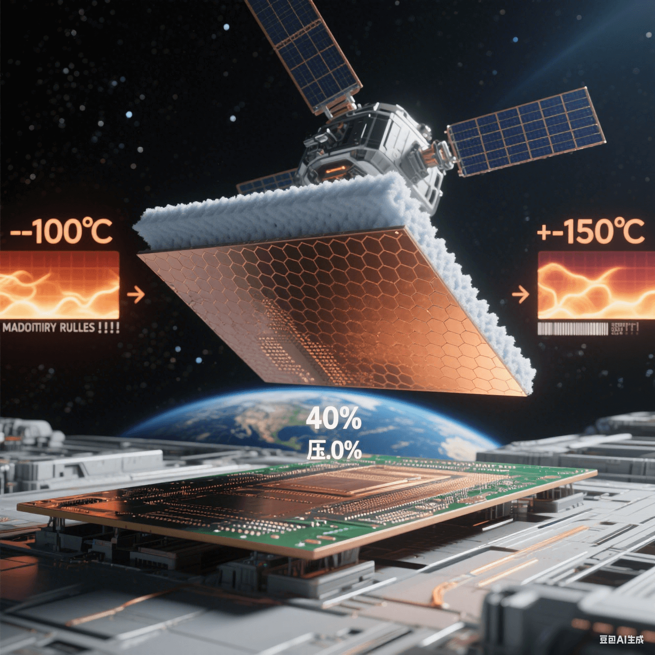 衛星輕量化混壓：PMI泡沫基板減重35%并通過-100℃~150℃太空認證
