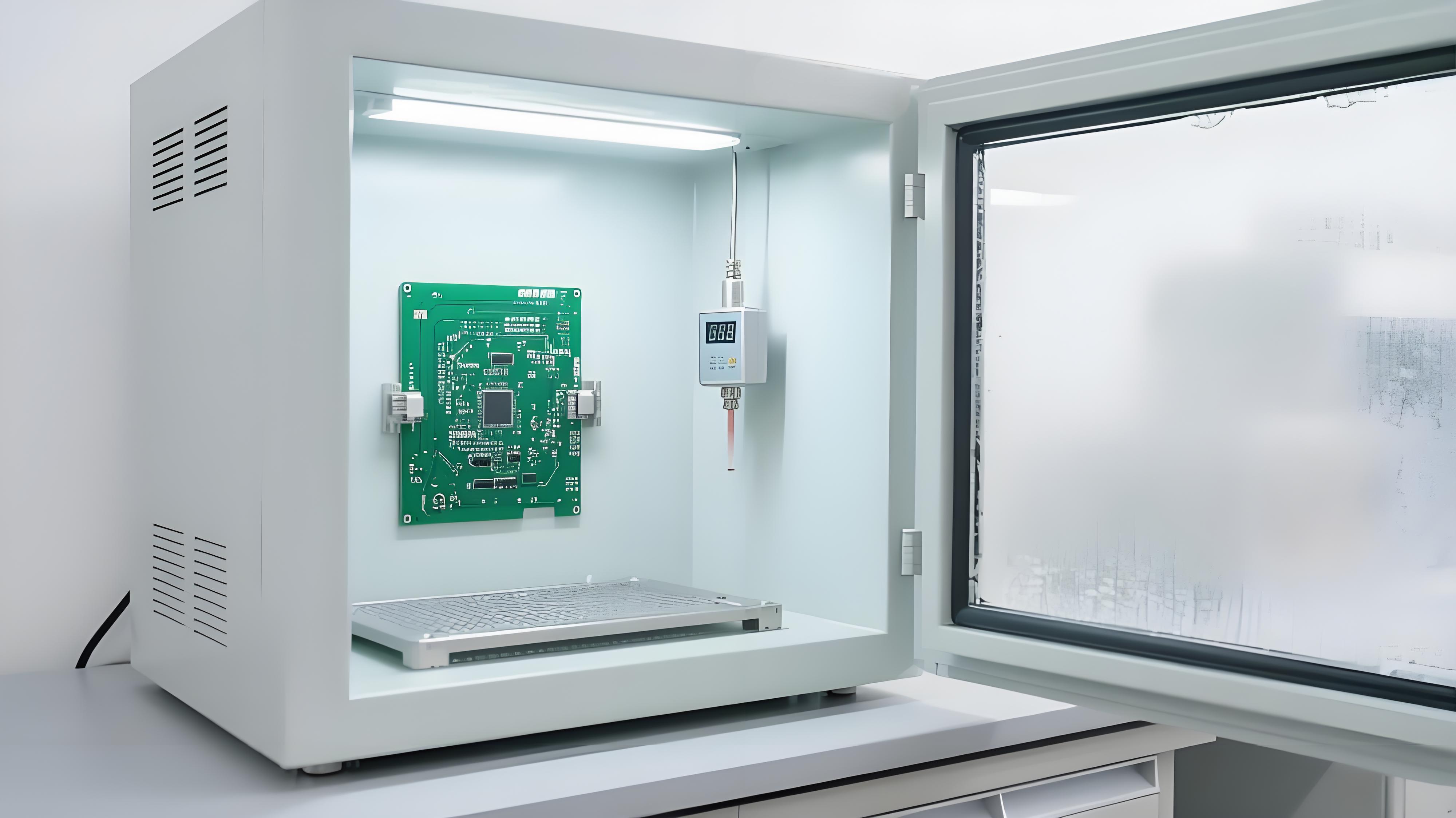 國標環境PCB背鉆檢測 恒溫恒濕箱與銀色傳感器 可靠性測試場景