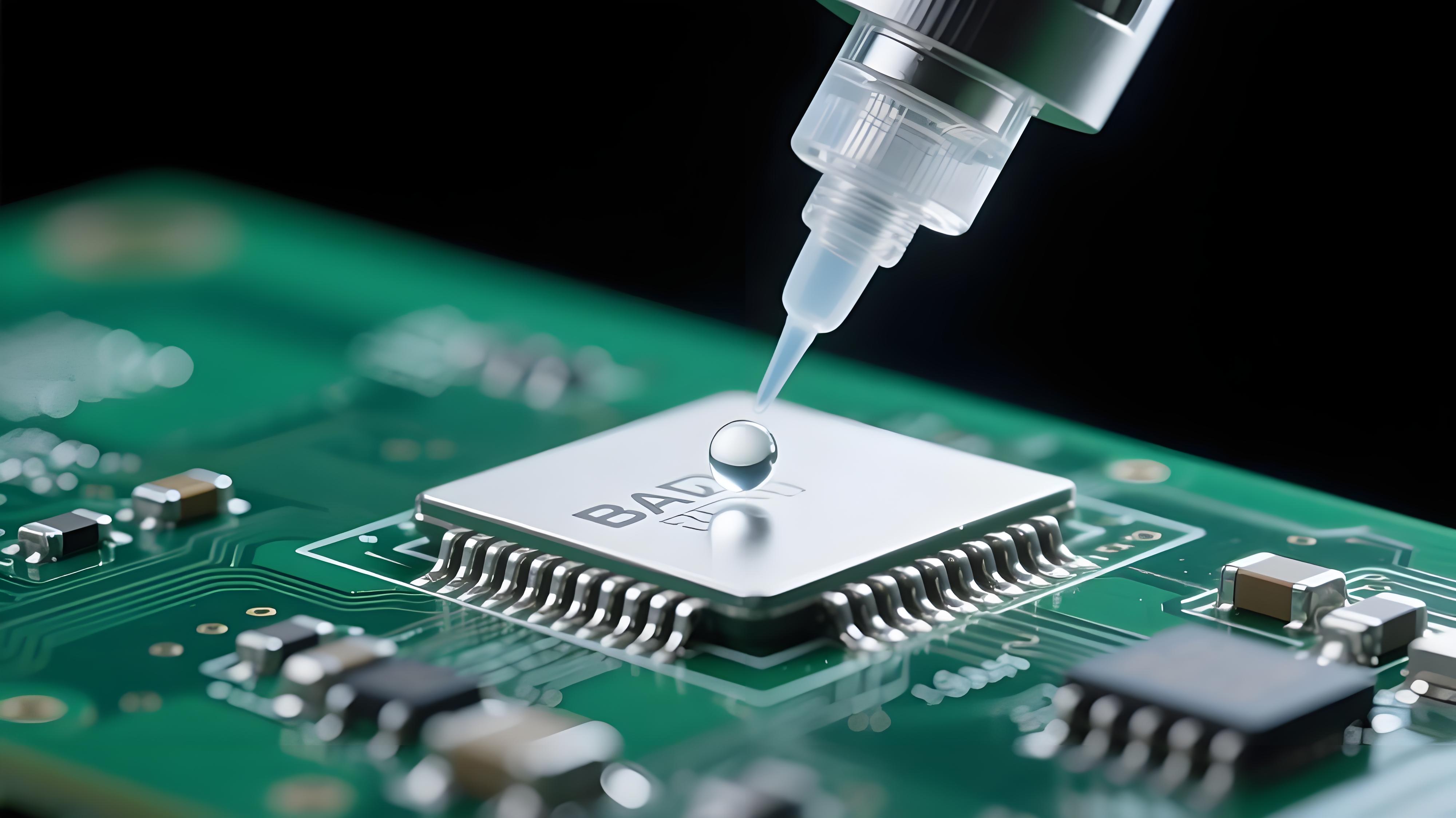 選擇性焊接助焊劑壓電噴射場景，0.1mm霧滴精準覆蓋BGA焊點，避免周邊元件污染