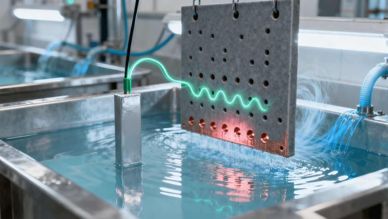 陶瓷板高深寬比盲孔脈沖電鍍填銅場景，101 盲孔 + 脈沖電流實現無空洞填充