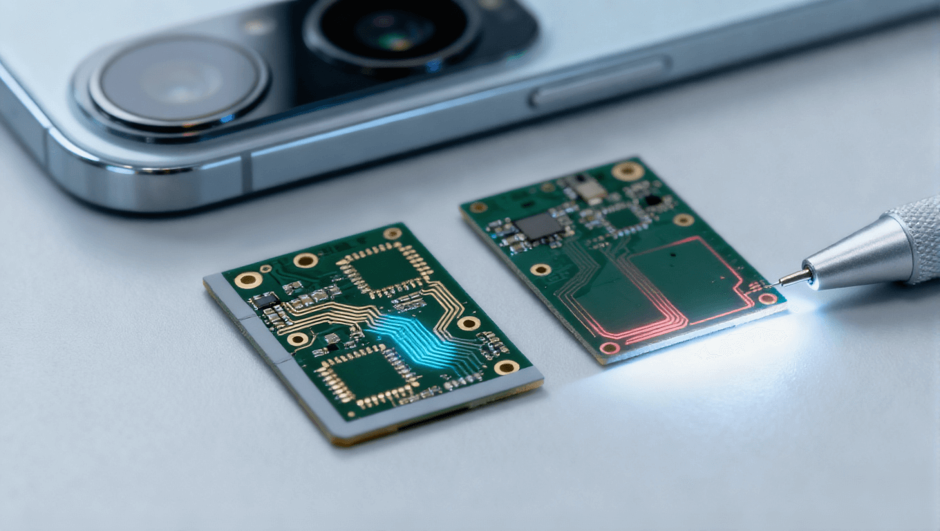 PCB集成光學傳感器場景，8層HDI+遮光屏蔽層實現0.7mm薄型化適配手機主攝