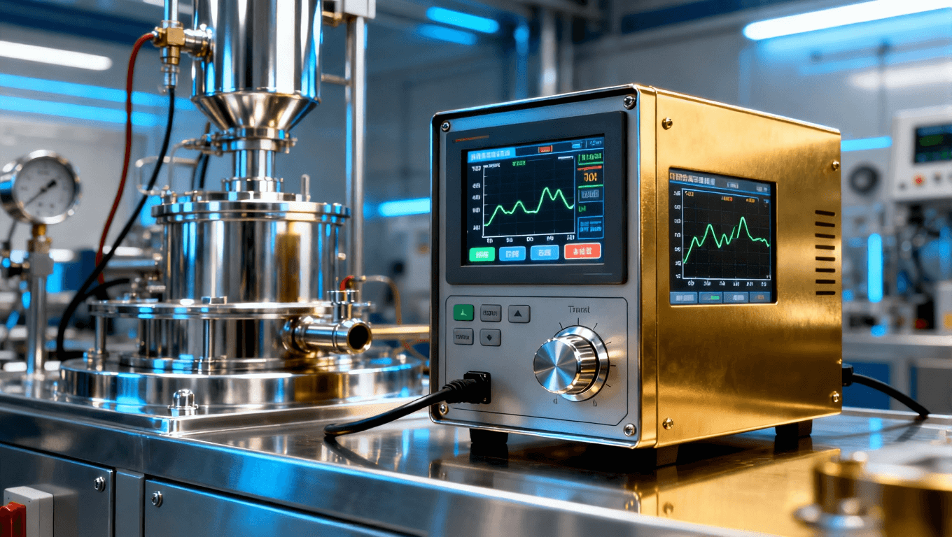 展示鍍鎳金工藝中溫控設備和電流監測儀器，體現精準調節和高科技設備