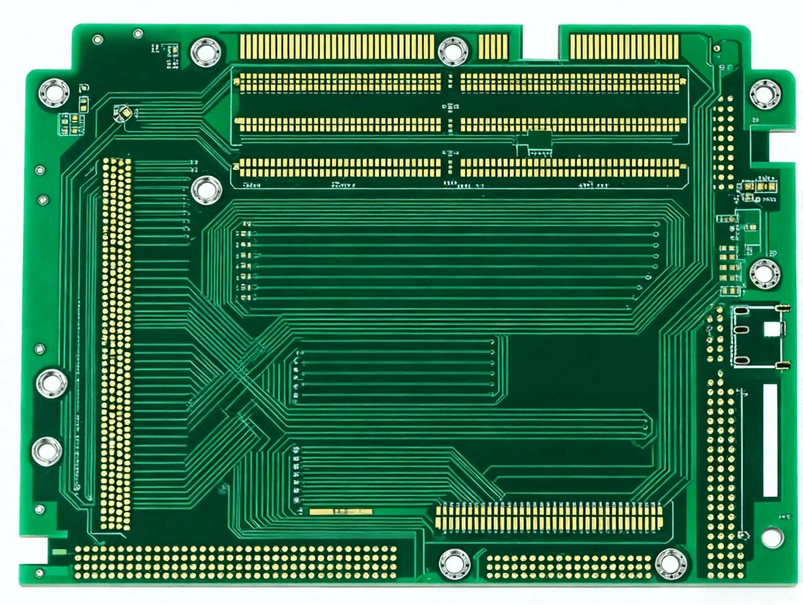 工業級 PCB 電路板特寫，厚銅布線與抗干擾結構