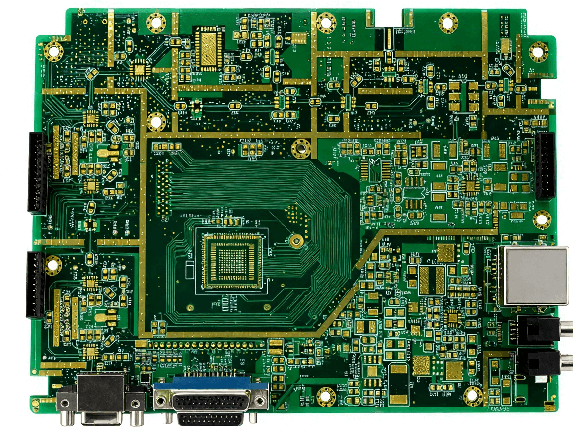 工控主板 PCB 實物圖，精密焊接與高密度電路設計