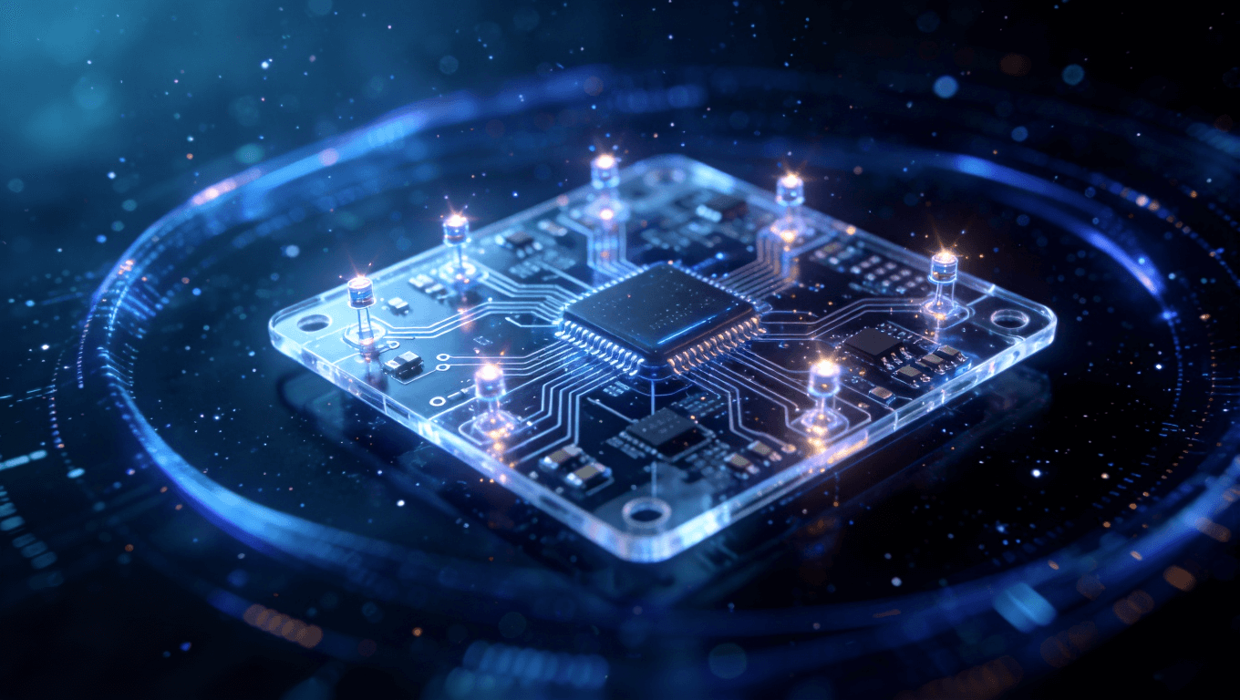 未來智能 PCB 集成健康監測傳感器的概念視覺圖