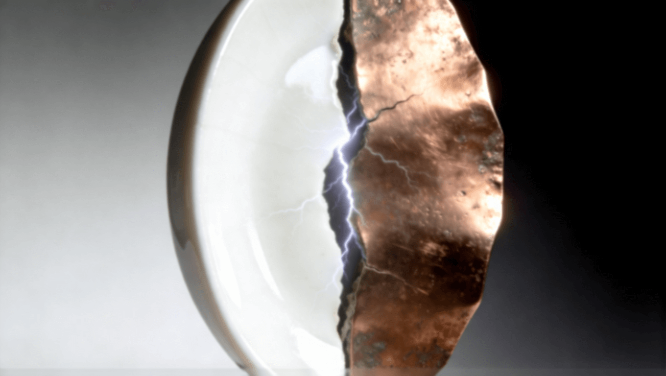 陶瓷與金屬材料特性對比示意圖，表現(xiàn)兩者在熱膨脹與結(jié)合性上的本質(zhì)差異