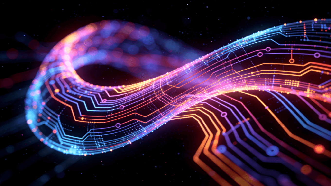 AI輔助FPC走線優(yōu)化設計可視化圖，呈現(xiàn)神經網絡風格的路徑布局