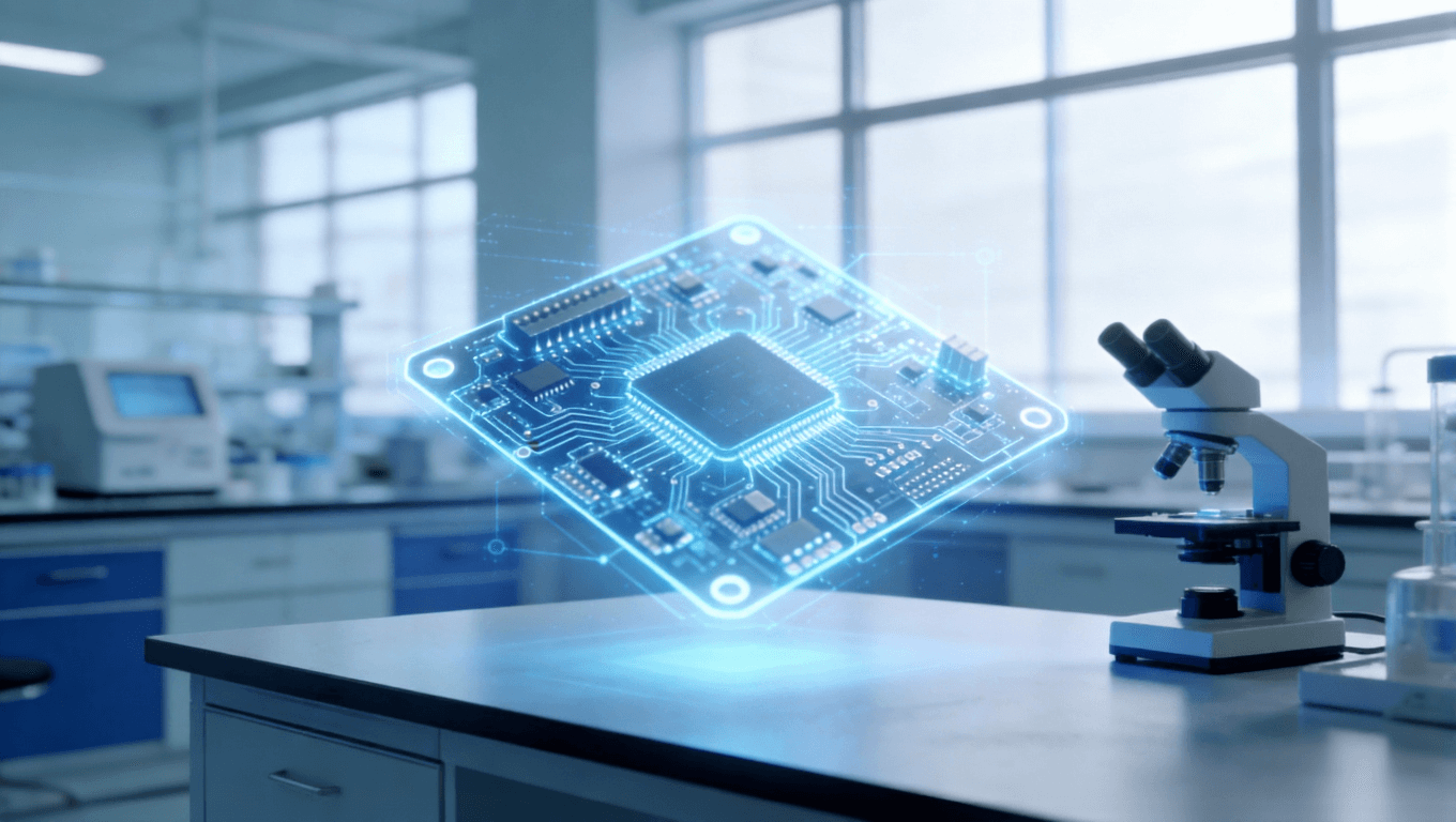 實驗室中評審全息投影的光模塊PCB設計，體現代工協作與技術響應