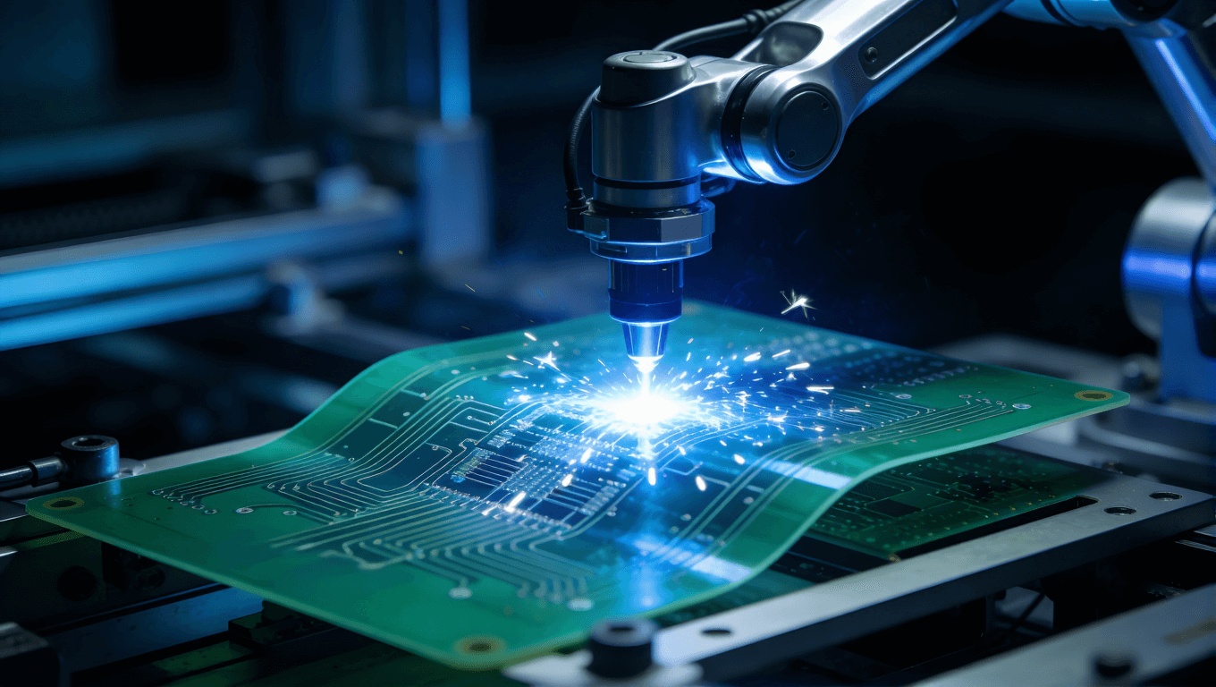 超聲探頭柔性板高精度激光生產(chǎn)工藝現(xiàn)場，展示先進的微米級加工技術與自動化質(zhì)量控制