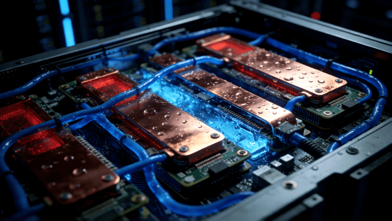 AI服務(wù)器光模塊PCB液冷散熱系統(tǒng)工作原理示意圖