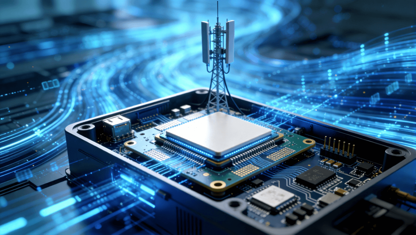 5G射頻模塊中使用陶瓷基板的科技場景示意圖，突出高頻高速應(yīng)用