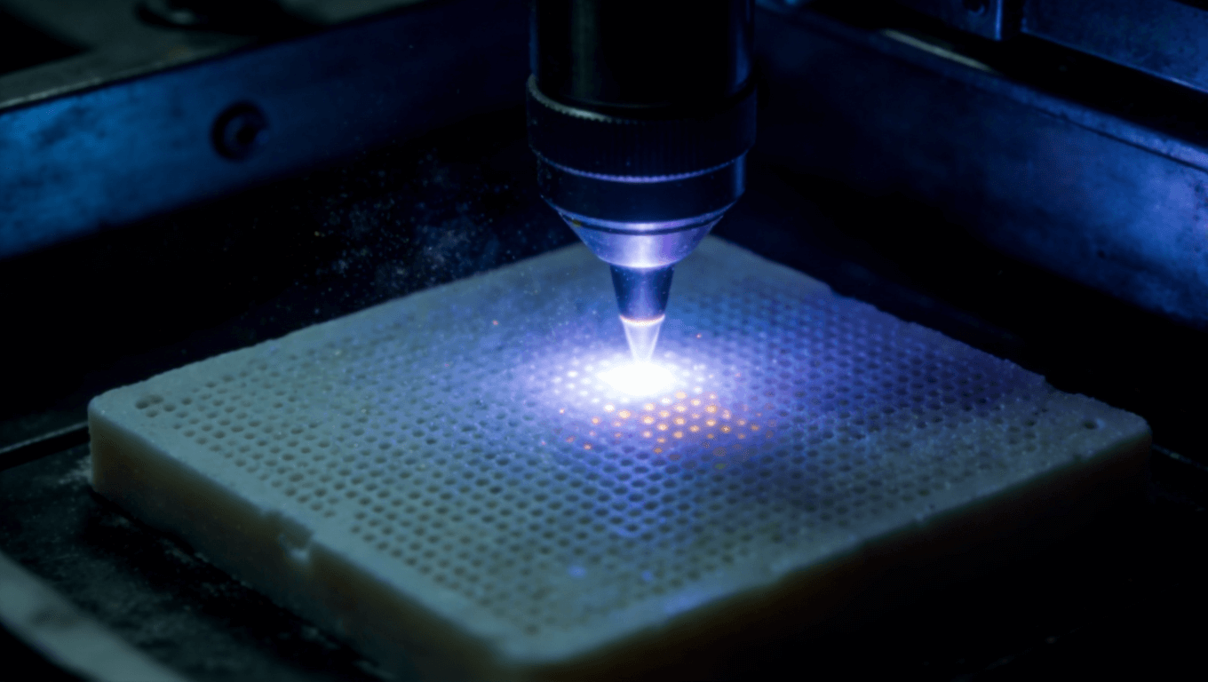 陶瓷基板紫外激光鉆孔過程示意圖